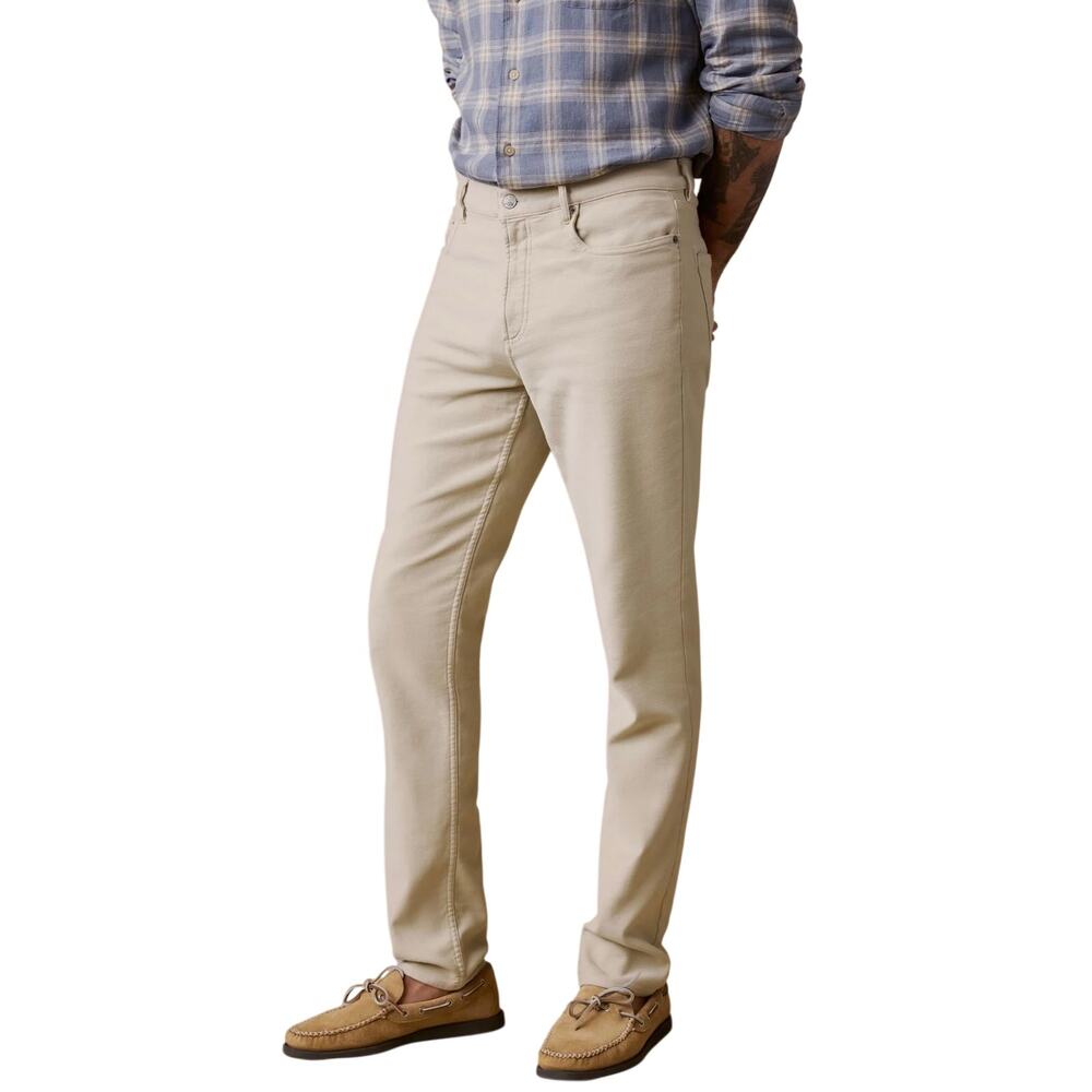 Faherty Brand Stretch Terry 5 Pocket Pants, Stone Khaki, Men's Size 31